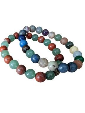 Multi-Color Natural Stone Bead Bracelet Set